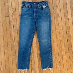 GRLFRND Karolina button fly  High Rise Straight Leg Ripped Jeans Blue Size 27